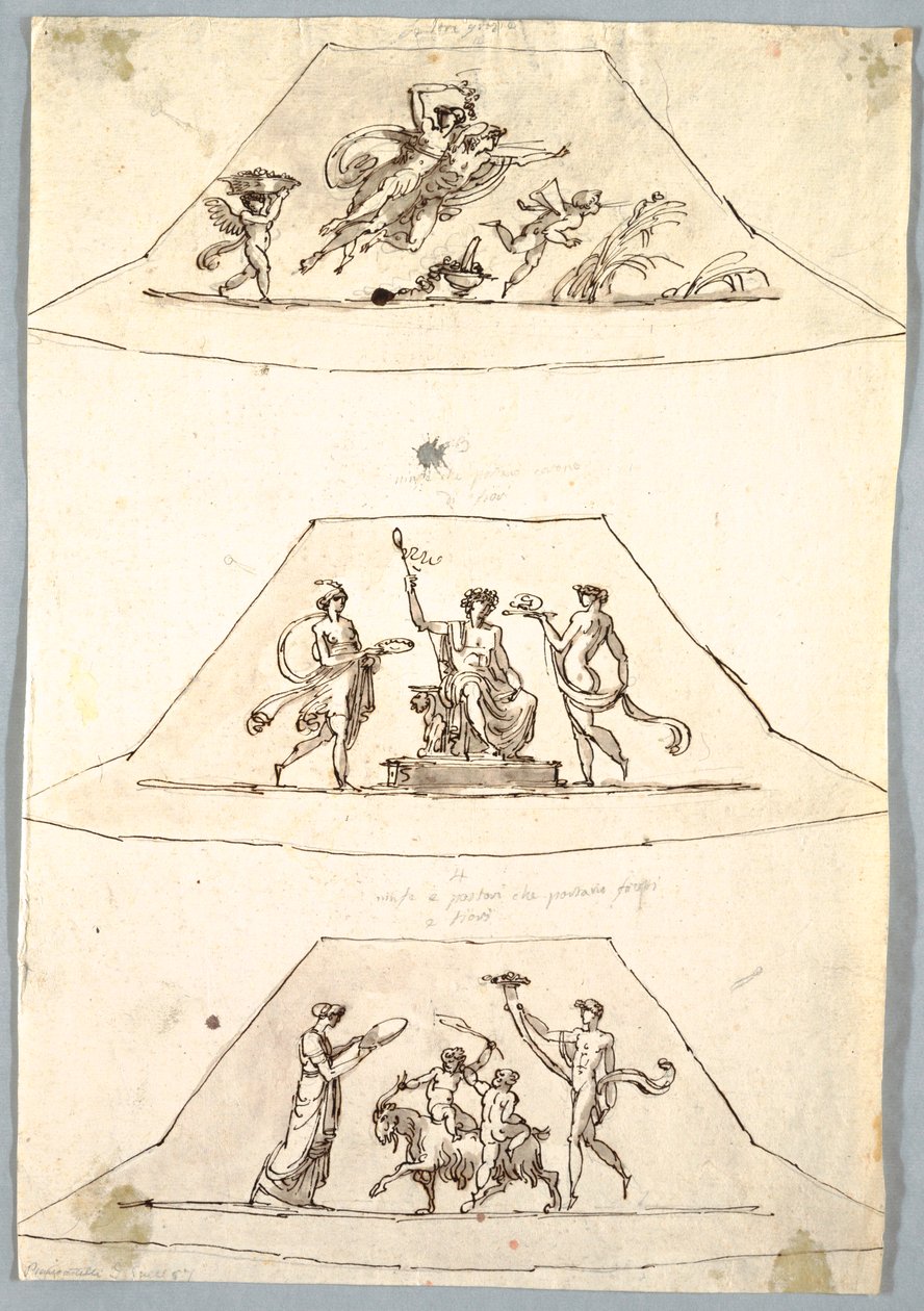 Decorative Project: Three Trapezoids with Flora and Zefiro, ca. 1815 by Unknown artistUnknown artist