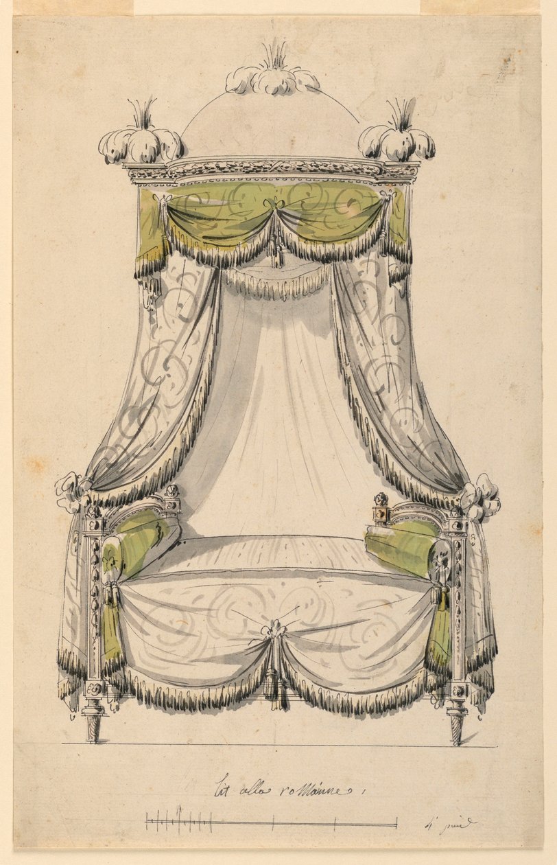Design for a Bed in Roman Style, 1780 by Unknown artistUnknown artist