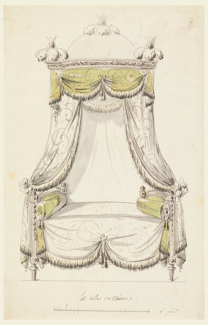Drawing, Design for a Bed in Roman Style, 1780 by Unknown artistUnknown artist