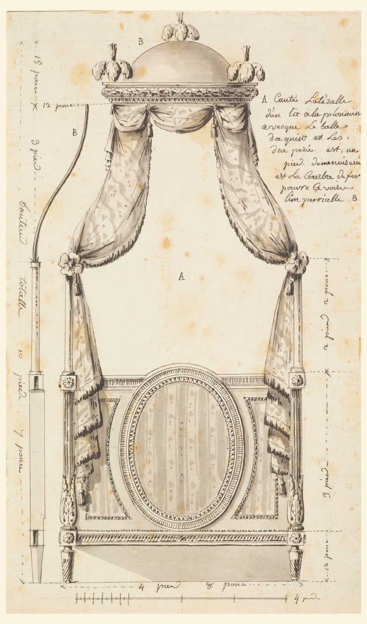 Design for a Bed in the Polish Style, 1780 by Unknown artistUnknown artist