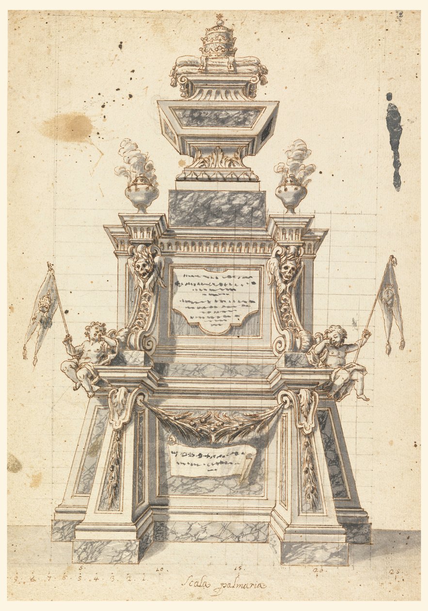 Drawing, Design for a Catafalque for the Memorial Service of a Pope, Probably Clement XI, 1721 by Unknown artistUnknown artist