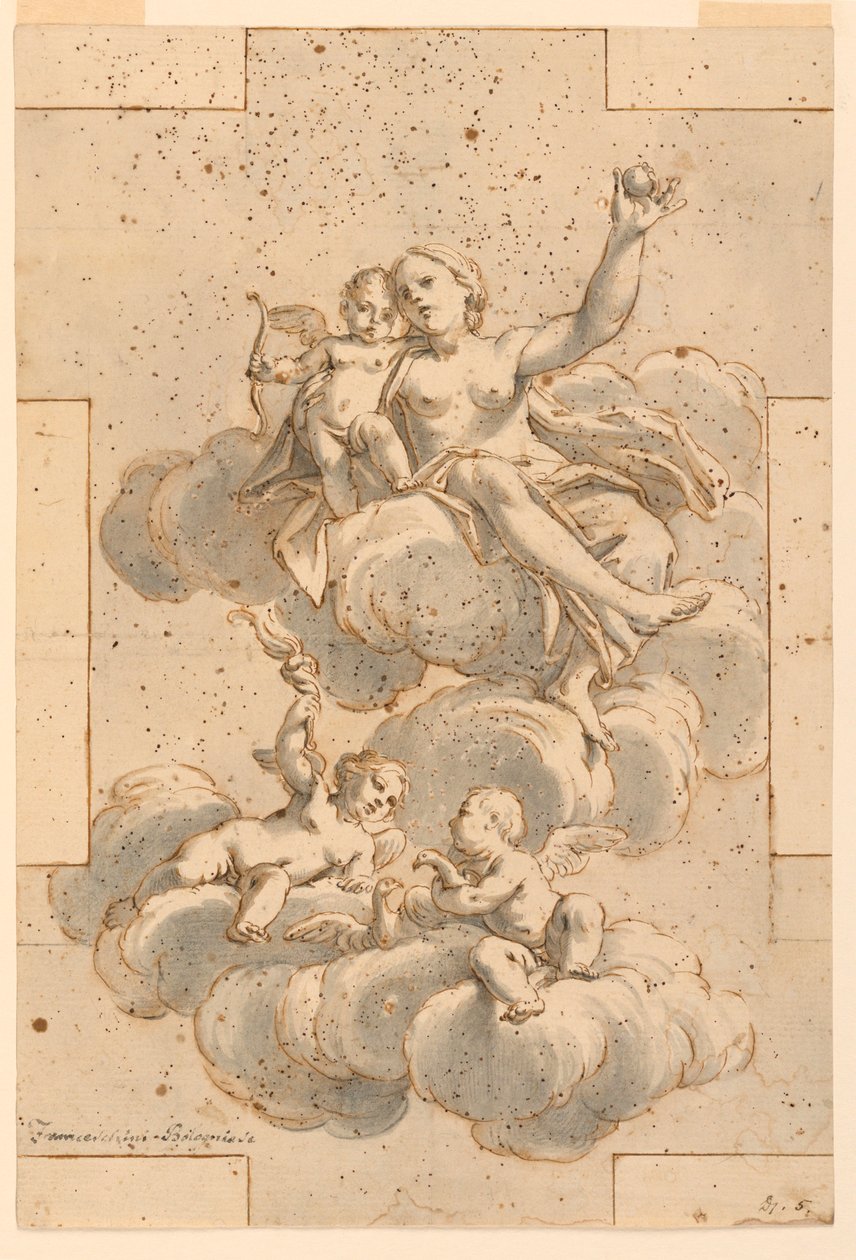 Drawing, Design for a Ceiling Painting, Venus, Cupid, and Putti, 1700–29 by Unknown artistUnknown artist