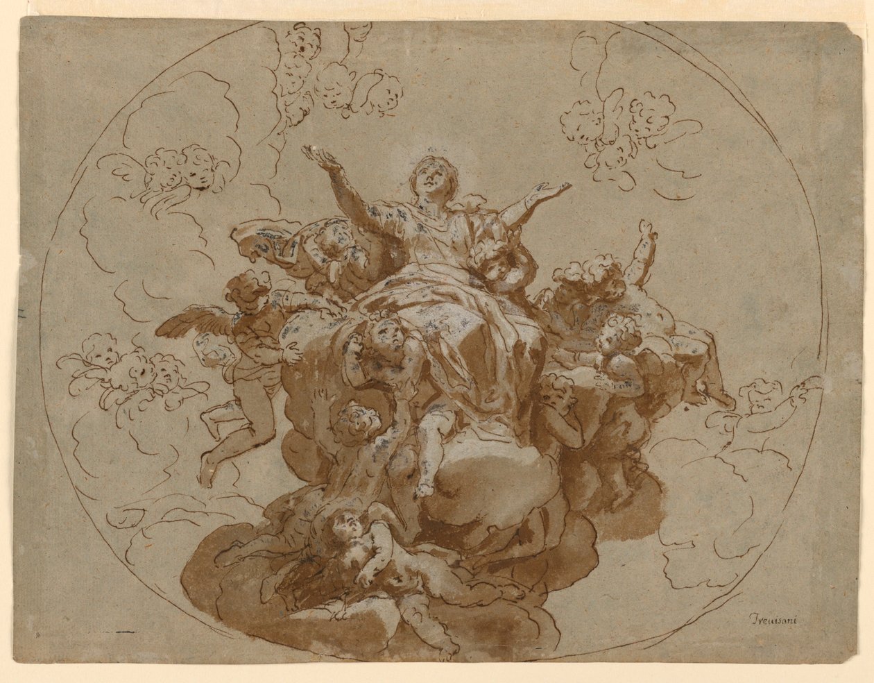 Design for a Ceiling with the Ascension of the Virgin, 1700–1730 by Unknown artistUnknown artist