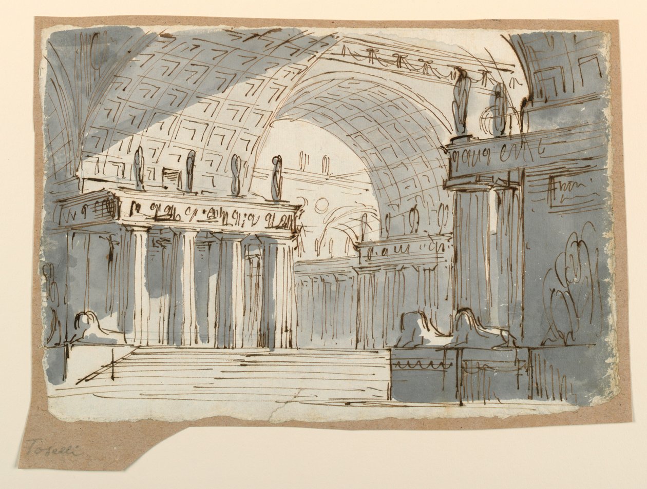 Stage Design, Vaulted Classical Building, ca. 1800 by Unknown artistUnknown artist