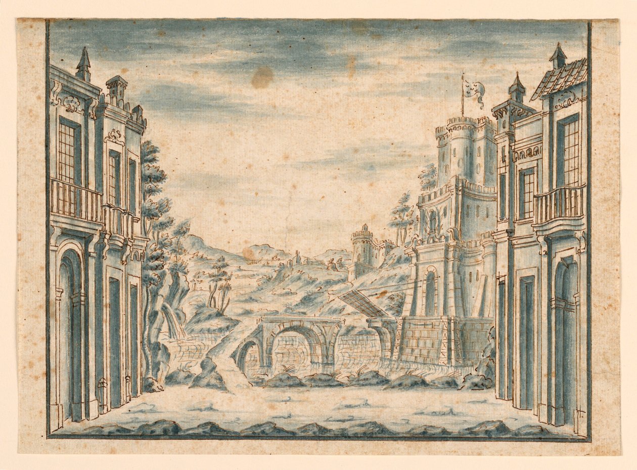 Stage Design, View of Town, early 18th century by Unknown artistUnknown artist