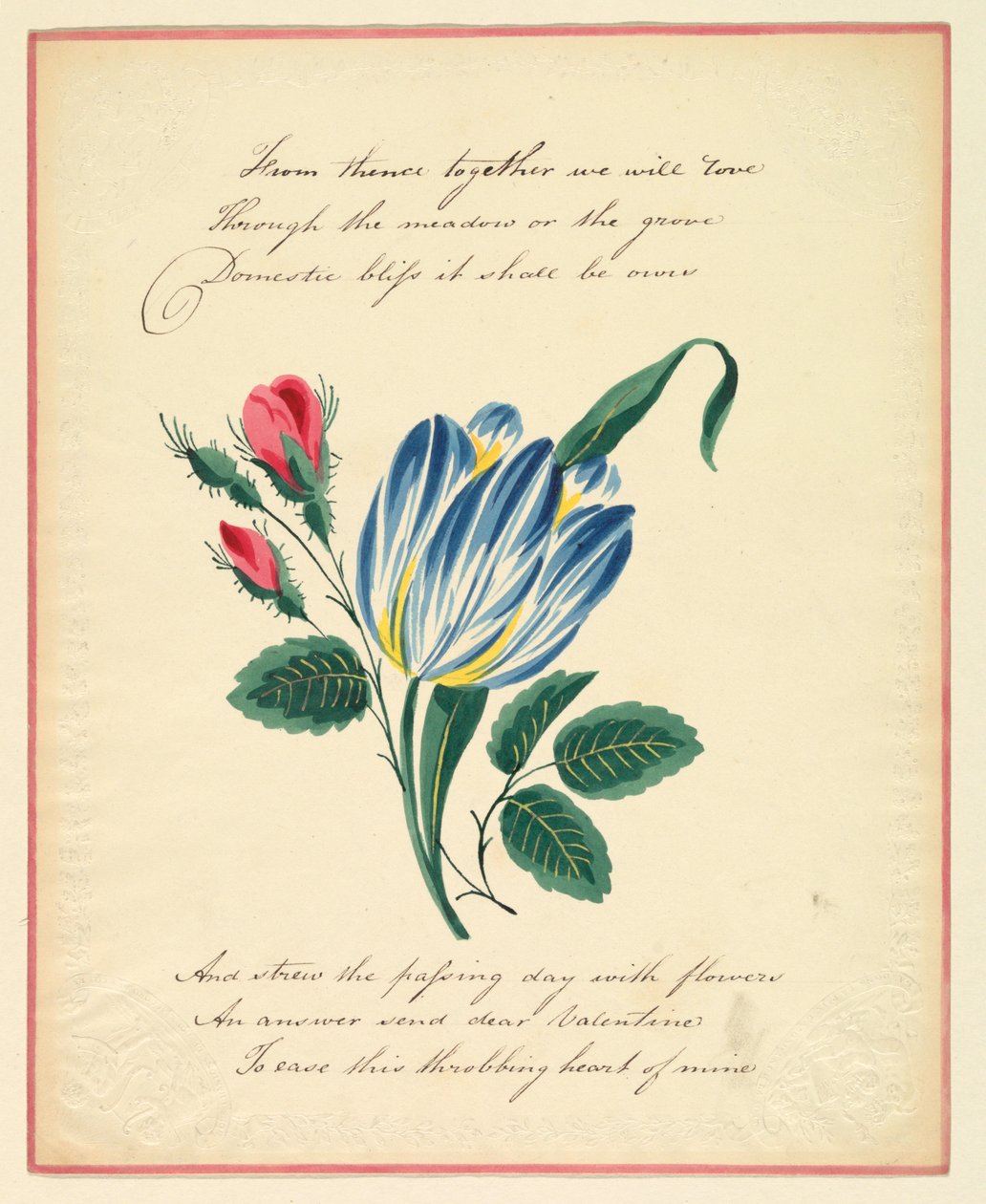 Greeting Card, "From thence together we will love...", ca. 1819 by Unknown artistUnknown artist