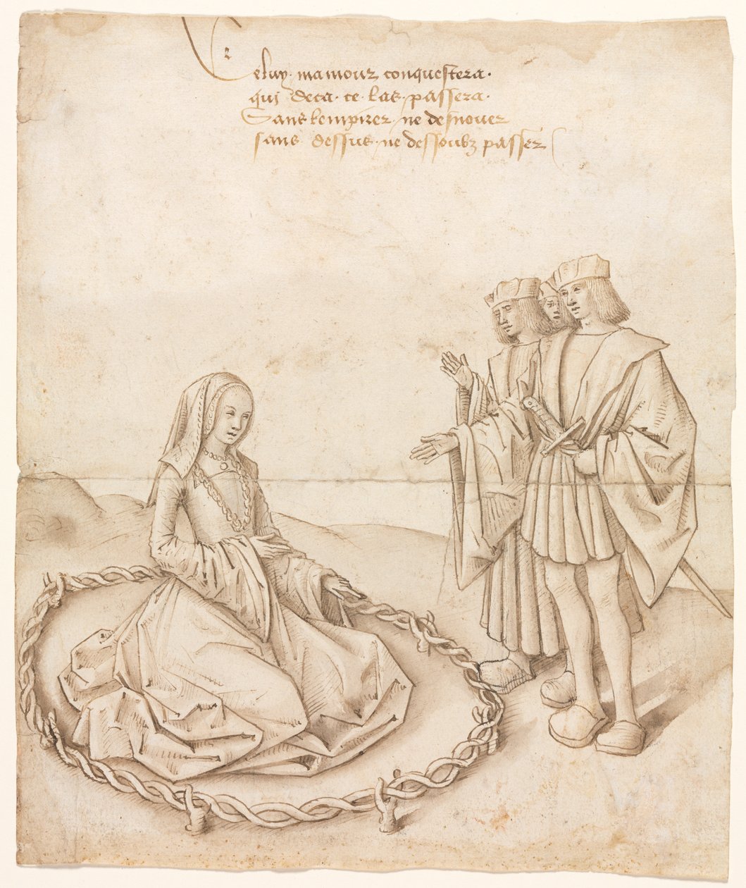A Lady with Three Suitors by Unknown artist