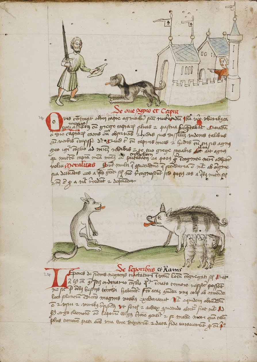 A Man with a Sword and a Dog with a Bone; A Wolf and a Pig by Unknown artist