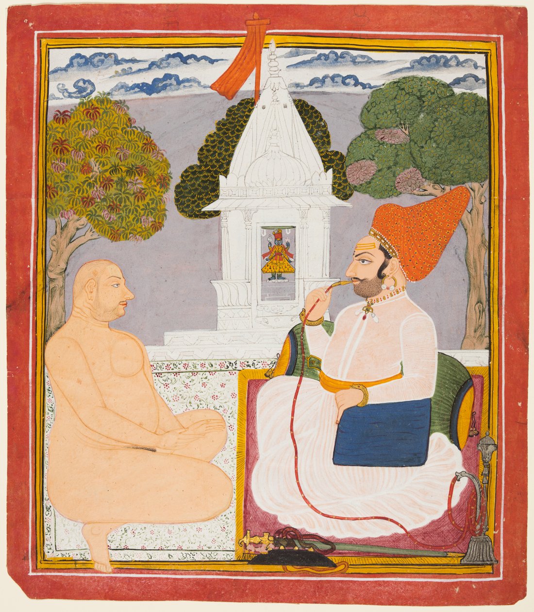 A Rathor Noble Visiting a Holy Man at a Vishnu Shrine by Unknown artist