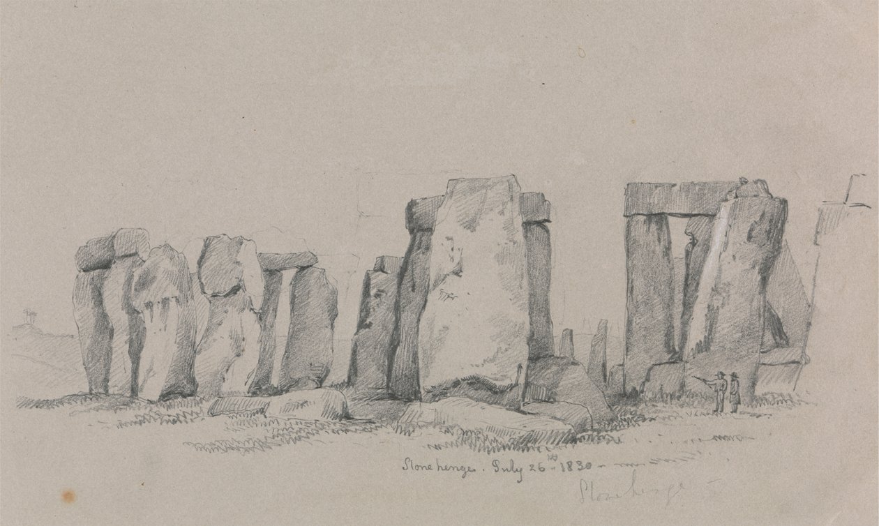 A View of Stonehenge with Two Figures in the Foreground by Unknown artist