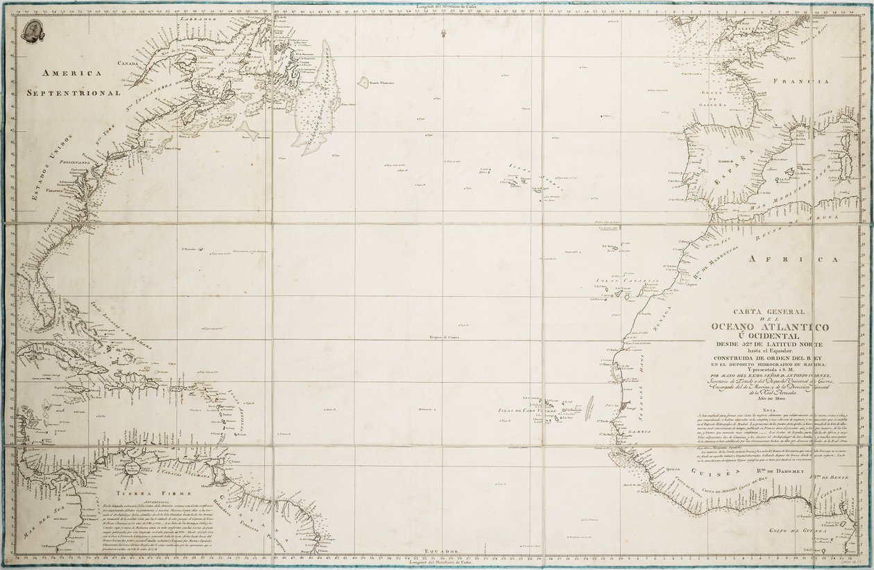 A general chart of the Atlantic Ocean north of the Equator