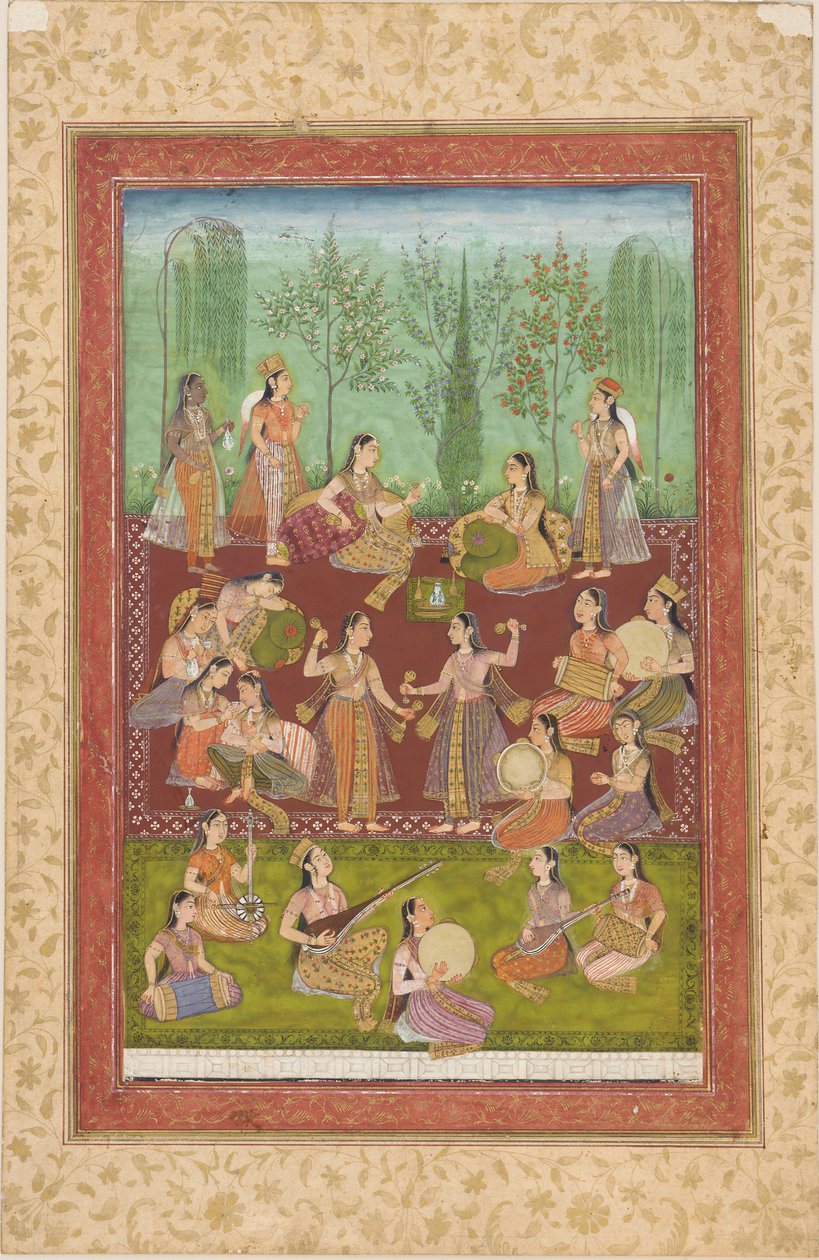 A Group of Women in a Garden, Entertaining Themselves with Music and Dancing by Unknown artist