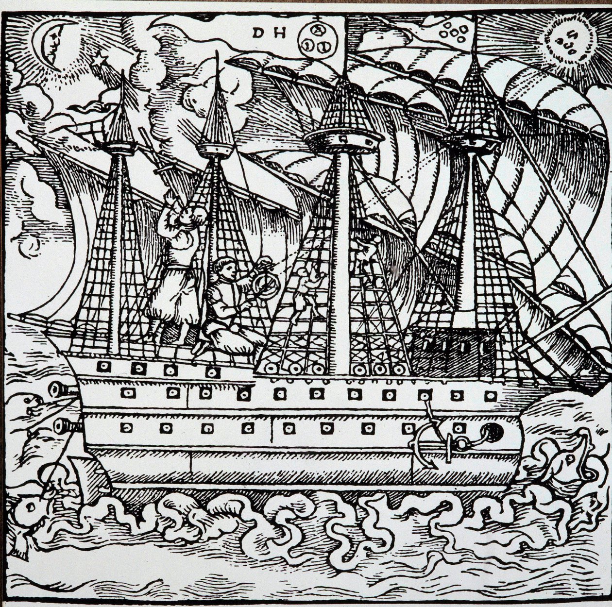 Navigator on a Portuguese Caravel Using an Astrolabe by Unknown artist