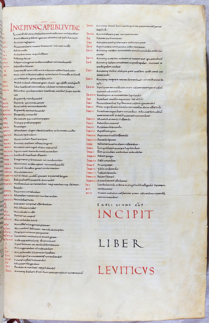 A Page from the 11th Century Bible with the Incipit of the Book of Leviticus by Unknown artist