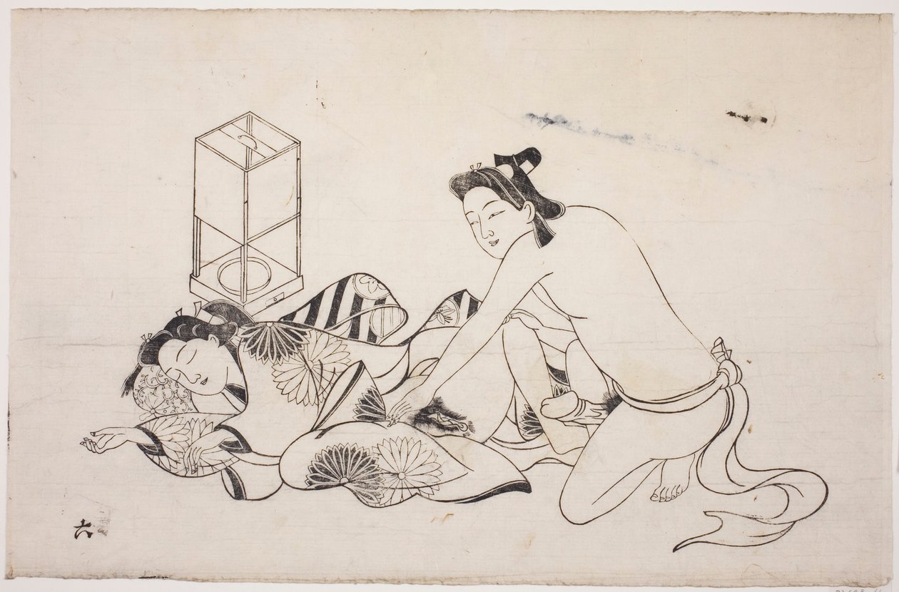 A sheet from a shunga album by Unknown artist
