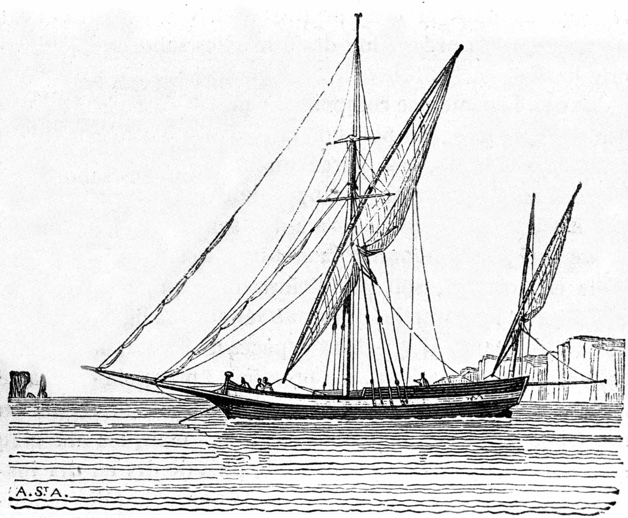 A tartane, a small boat with a large mast of the Mediterranean. by Unknown artist