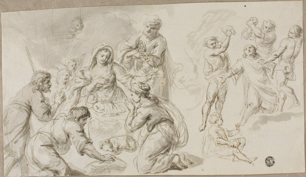 Adoration of the Shepherds; Stoning of Saint Stephen by Unknown artist