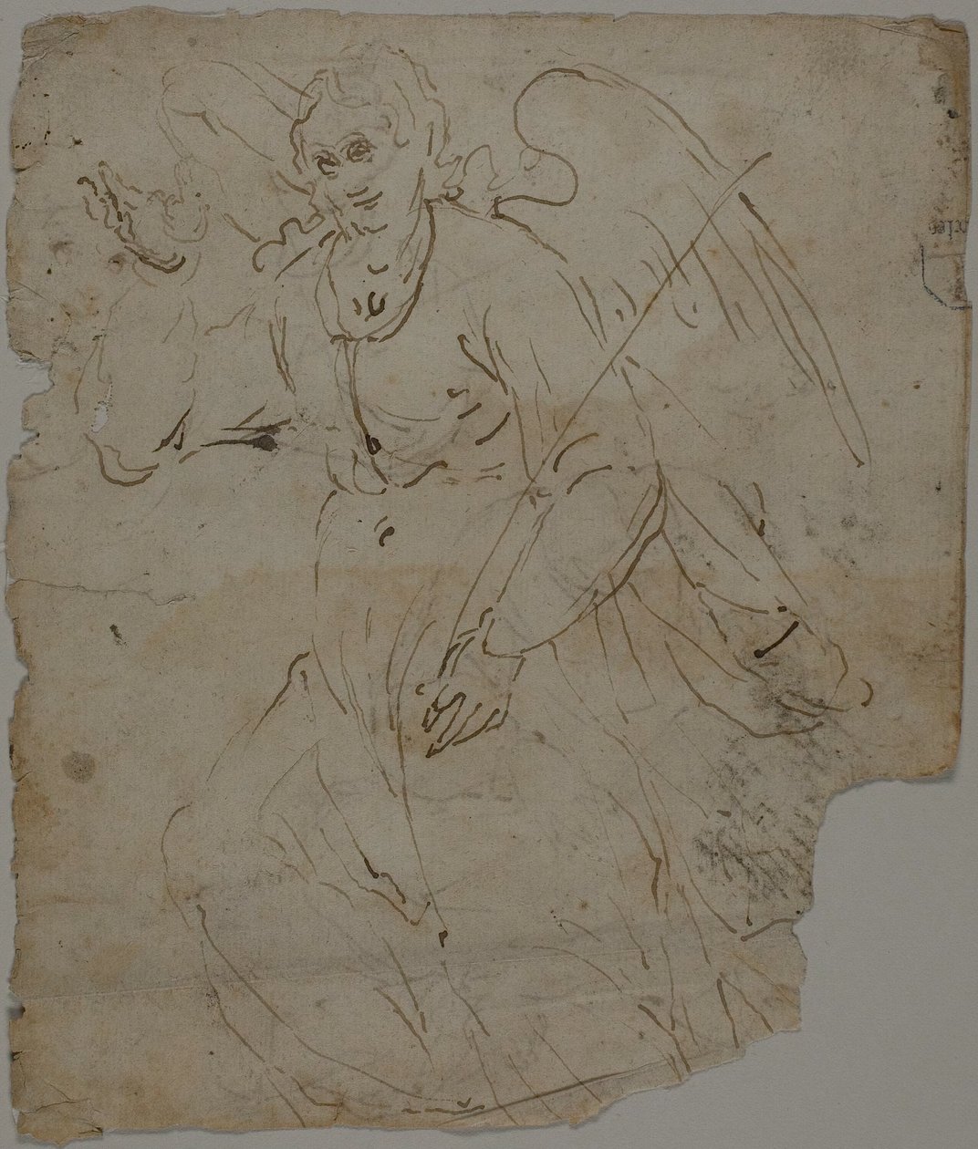 Annunciate Angel (recto); Sketches of Seated Figure, and Upper Portion and Right Hand of Annunciate Angel (verso) by Unknown artist