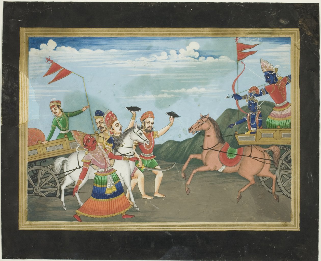 Arjuna Slays Karna, page from a Mahabharata series by Unknown artist