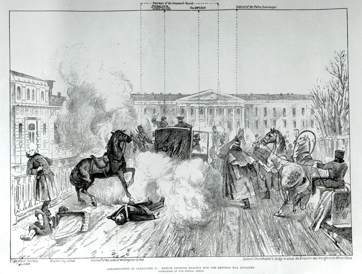 Attack on Tsar Alexander II (1818 - 1881) in 1881. by Unknown artist