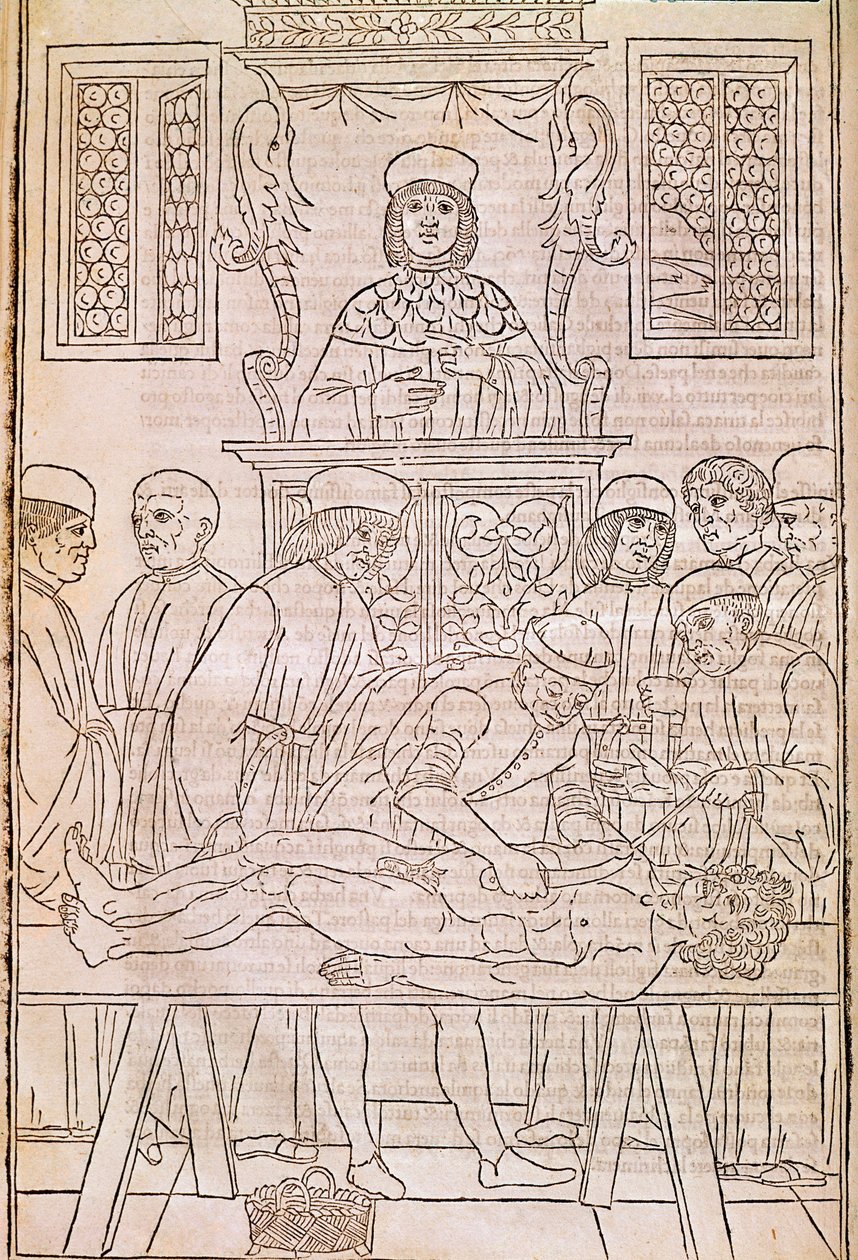 Autopsy. The body of a dead man dissected by doctors for an anatomy study (Fascicula Medicinae) by Unknown artist