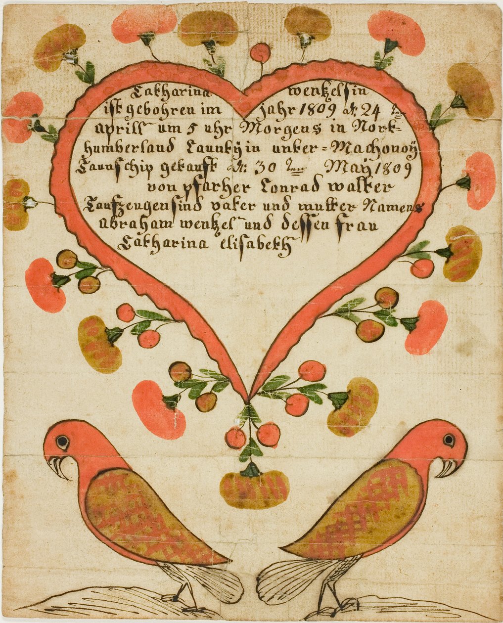 Baptismal Certificate of Catharina Wentzelsin by Unknown artist
