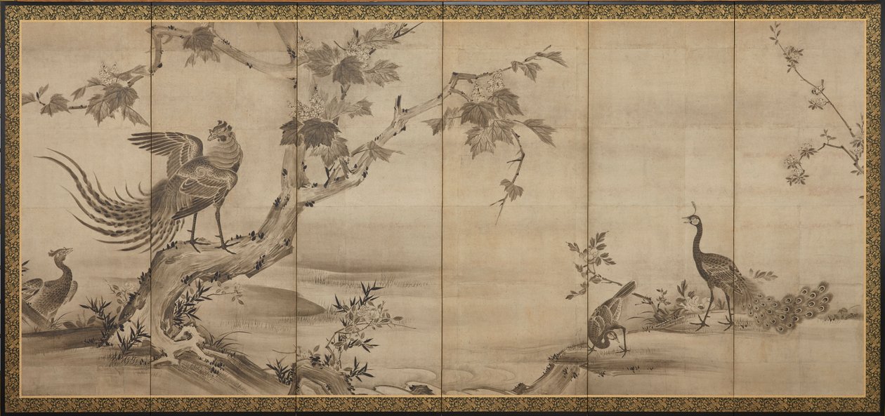Birds, Flowers, and Trees: on the Back, Bamboo Trees by Unknown artist