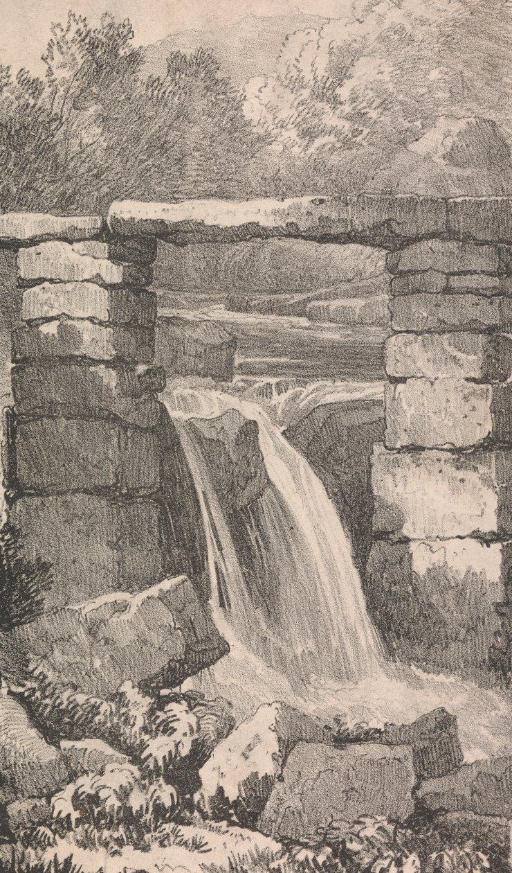 Bridge over Waterfall by Unknown artist