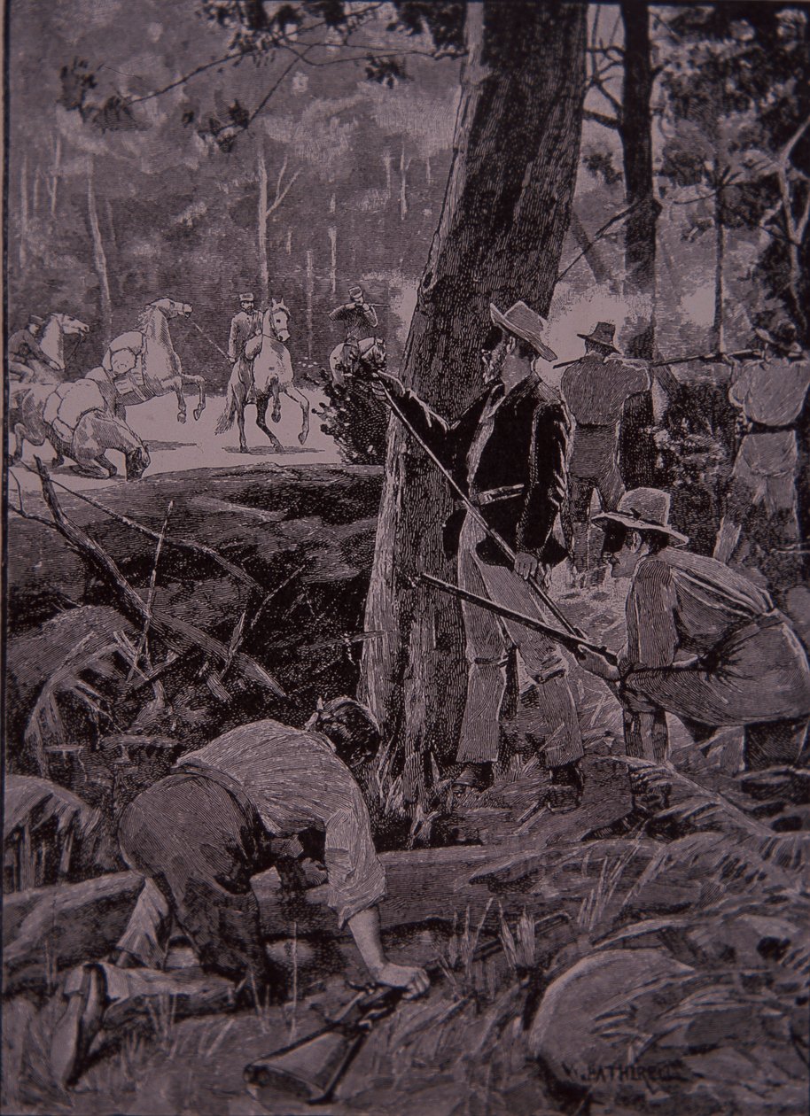 Bushrangers, Australian outlaws, rob a gold escort by Unknown artist