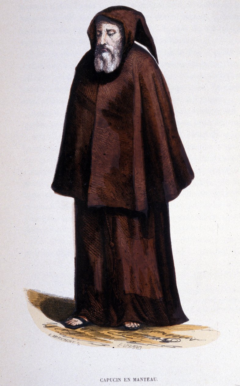 Capuchin in coat (engraving from an album on religious orders) by Unknown artist