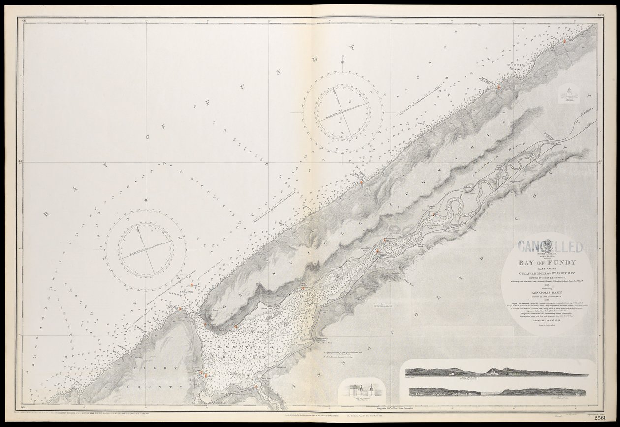 Chart of Nova Scotia, Bay of Fundy, Gullivers Hole to St Croix Bay, first published 10th February 1858 by Unknown artist