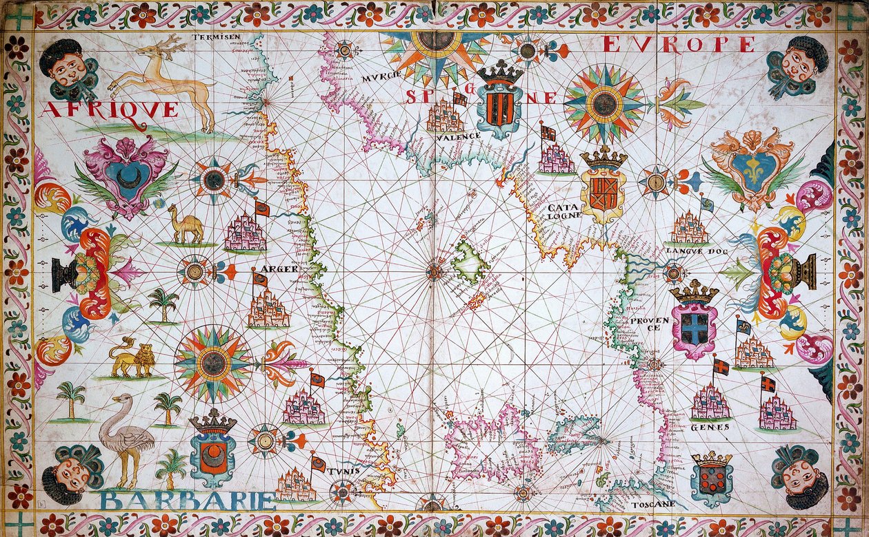 Chart of the Western Mediterranean Showing the North African and Spanish Coasts by Unknown artist