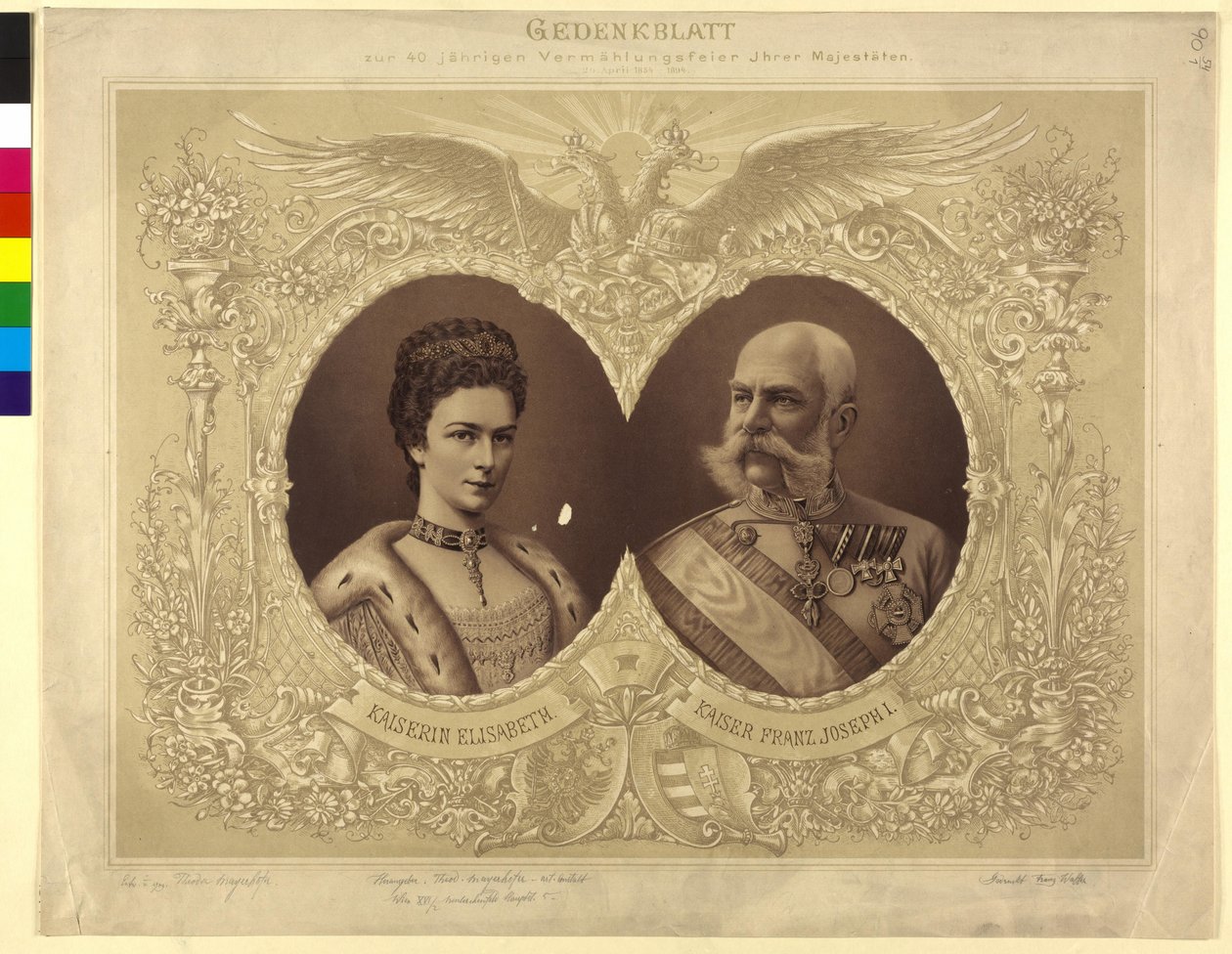 Commemorative Paper of the 40 Years of Age Wedding Ceremony Her Majesty 24. April 1854 by Unknown artist