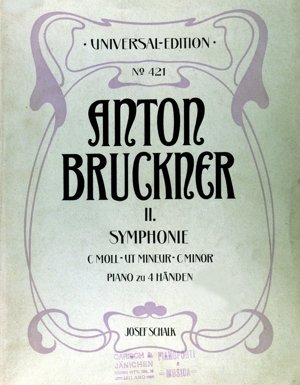Cover of the Score for the Second C Minor Symphony by Anton Bruckner by Unknown artist