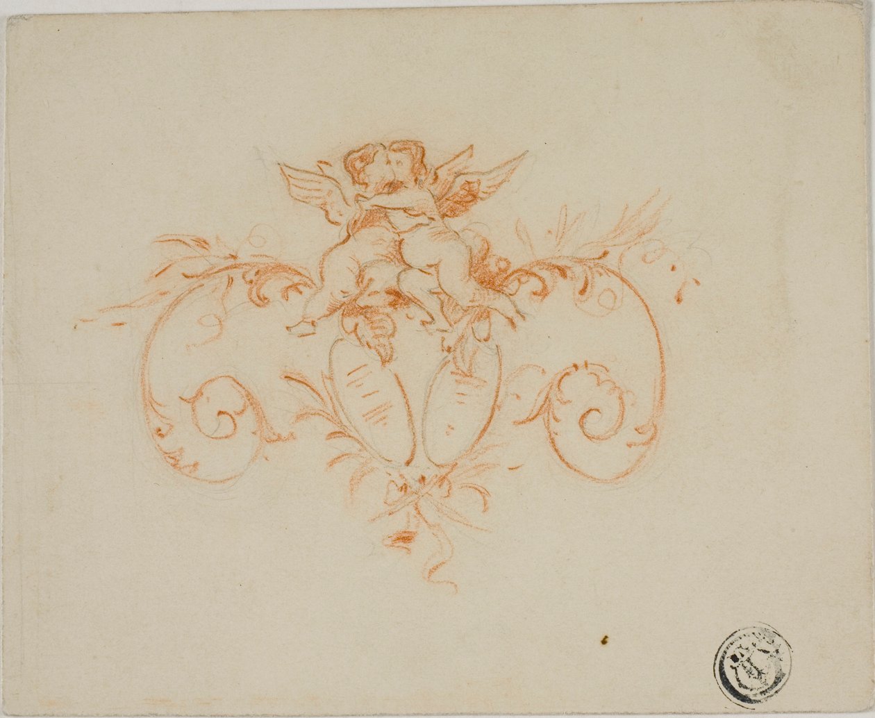Decorative Scrolls with Two Amoretti by Unknown artist