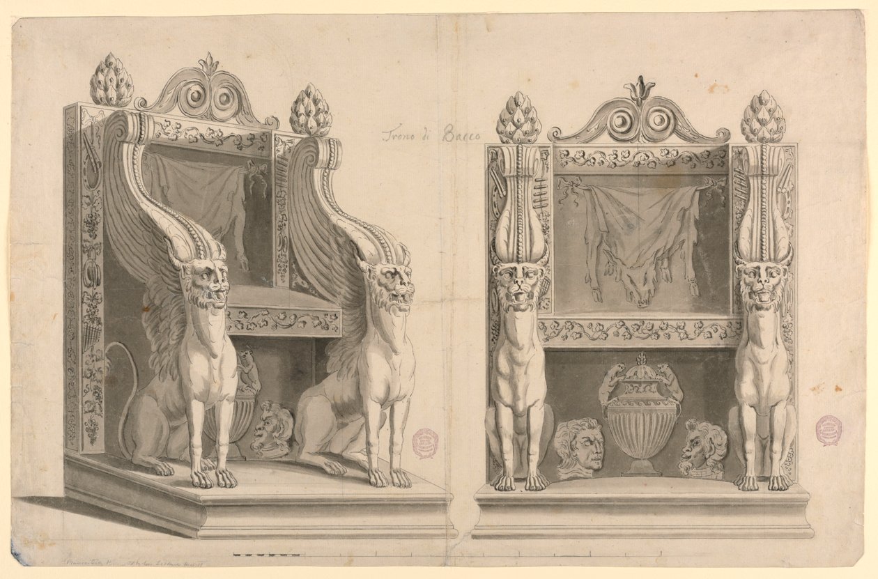 Design for a Throne of the Priest of Bacchus, after Ancient Marble by Unknown artist