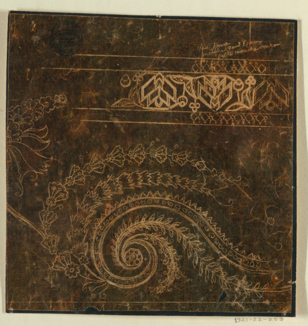 Design for an Embroidered Border Motif, Unfinished by Unknown artist