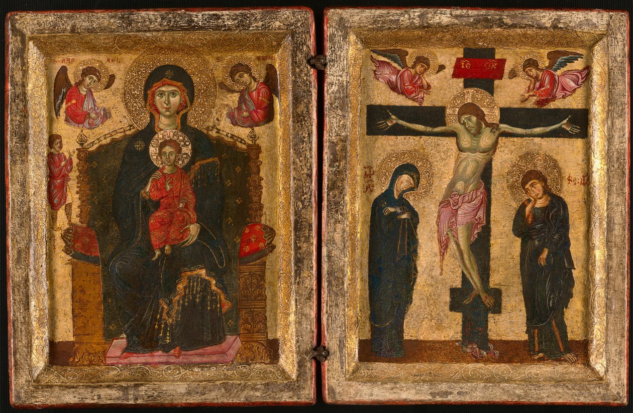 Diptych of the Virgin and Child Enthroned and the Crucifixion by Unknown artist
