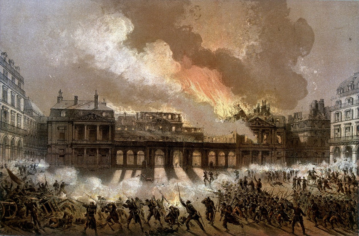 Fire of the Royal Palace on 24 May 1871 - lithography, late 19th century by Unknown artist