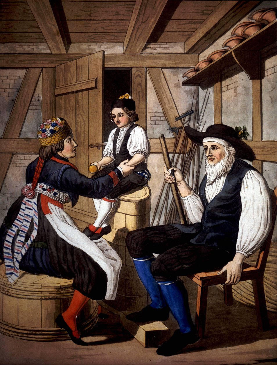 First Communion of Swiss Calvinists. 19th century by Unknown artist