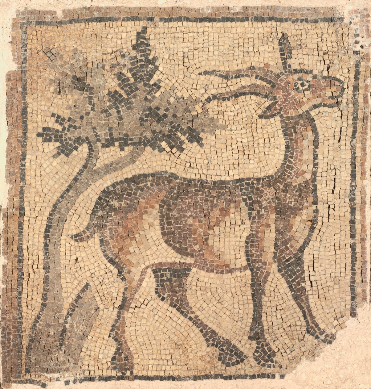 Fragment of a Floor Mosaic: Ibex near a Tree by Unknown artist