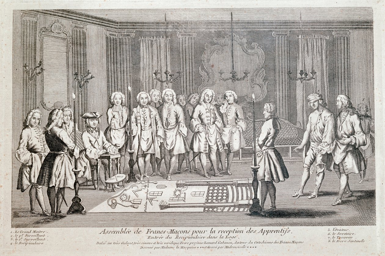 Freemasonry: Assembly of Francs Macons for the admission of apprentices. Ceremony for the entry of the recipient into the lodge by Unknown artist