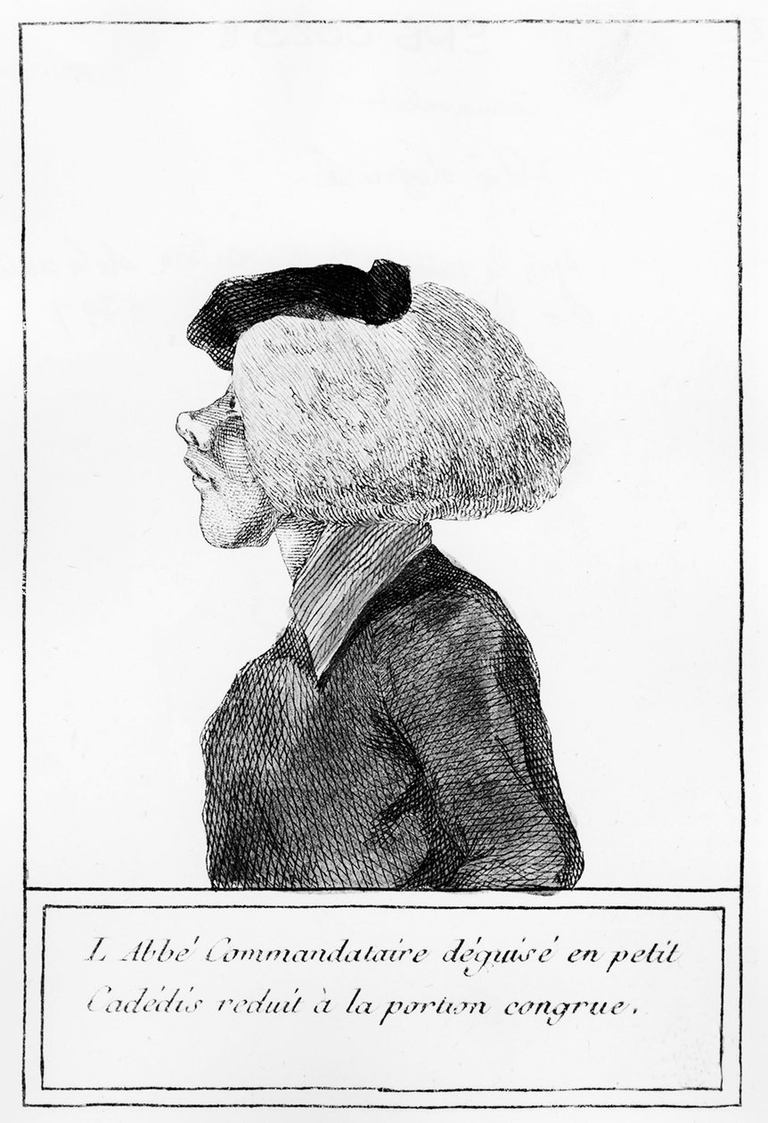 French Revolution: After the Provision of Clergy Property to the Nation, a Representation of a Disguised Abbot - Engraving by Unknown artist