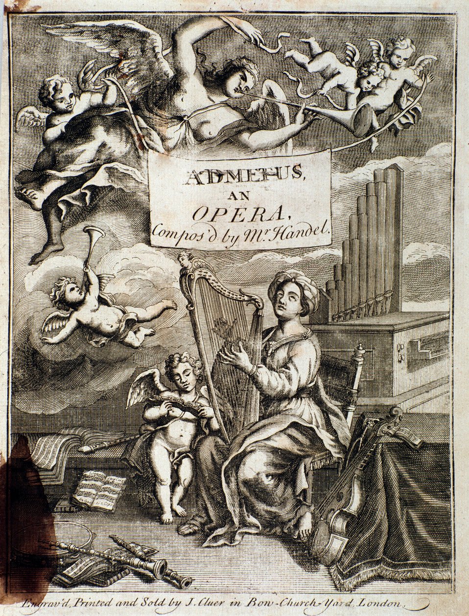 Front page of 'Admetus' opera composed by Georg Friedrich Handel