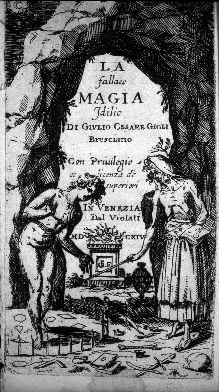 Frontispiece of a book depicting witches performing magical rites by Unknown artist