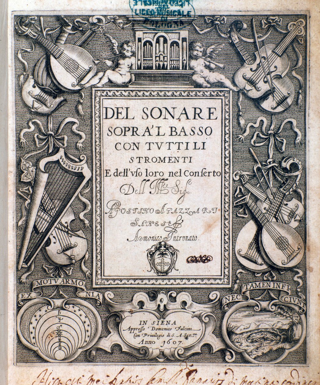 Frontispiece of Del Sonare Sopra il Basso by Unknown artist