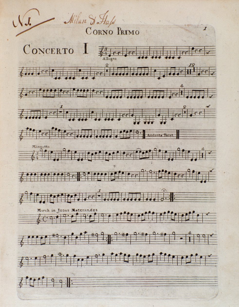 Frontispiece of Musical Score of Six Concertos in 8 Parts by G B Sammartini and J A Hasse by Unknown artist
