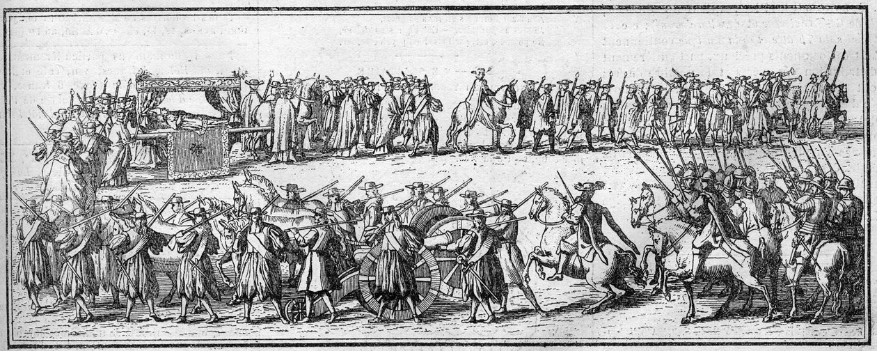 Funeral of a Pope in the 18th century: the funeral convoy. by Unknown artist