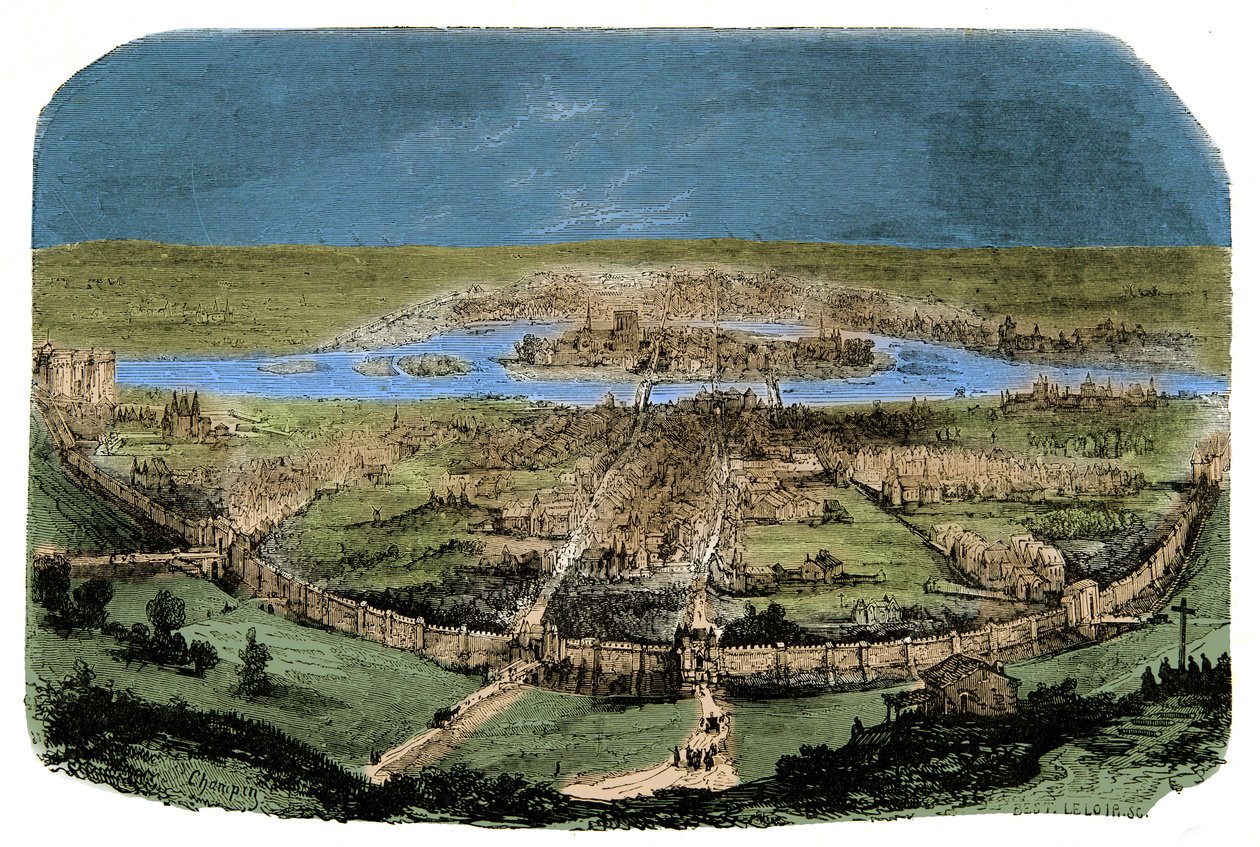 General View of Paris with the Enclosure Under Philippe Auguste by Unknown artist