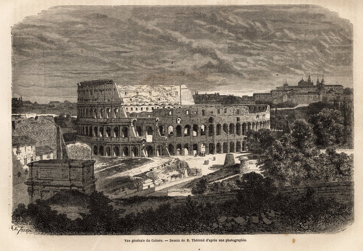 General View of the Colosseum, in Rome, Flavian Amphitheatre Completed in 80, Under the Reign of Emperor Titus by Unknown artist
